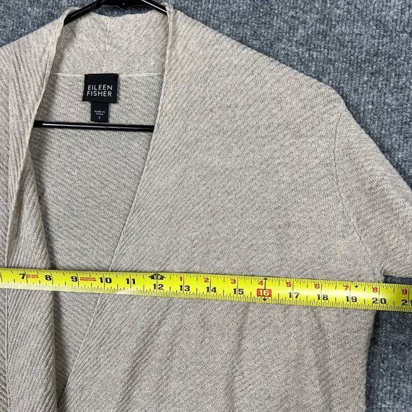 Eileen Fisher Open Front Linen Blend Long Sleeve Cardigan Sweater Linen Size S - Picture 8 of 8